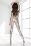 Long Sleeve Zipper Hollow Out Jumpsuit YQ-8082