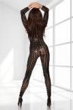 Long Sleeve Zipper Hollow Out Jumpsuit YQ-8082