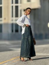 Plus Size Retro Patchwork Wide-Leg Jeans GYLN-2532