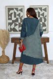 Contrast-Color Patchwork Loose Denim Midi Dress GYLN-0607