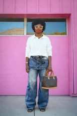 Plus Size Retro Faux Two-piece Micro Flared Jeans GYLN-4899