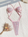 Sexy Sequin Solid Color One Piece Swimsuit CASF-6758