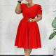 Plus Size V Neck Ruched Midi Dress GCZF-8616