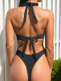 Sexy Print Cross Tie Up One Piece Swimsuit CASF-6732