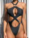 Sexy Print Cross Tie Up One Piece Swimsuit CASF-6732