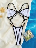 Color Block Backless One Piece Swimsuit CASF-6756