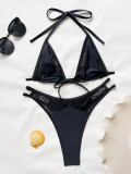 Solid Color Tie Up Bikinis Two Piece Swimsuit CASF-6651