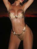 Sexy Backless Halterneck Tie Up Bikinis Set CASF-6786