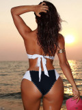 Sexy Color Block Tie Up One Piece Swimsuit CASF-6795