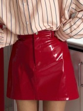 Fashion Slim Zipper PU Leather Skirt GPBY-SK749