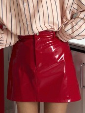 Fashion Slim Zipper PU Leather Skirt GPBY-SK749