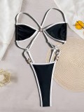 Color Block Backless One Piece Swimsuit CASF-6756