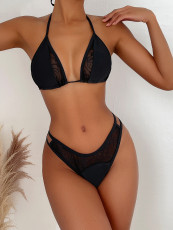 Solid Color Tie Up Bikinis Two Piece Swimsuit CASF-6651