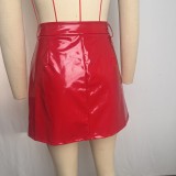 Fashion Slim Zipper PU Leather Skirt GPBY-SK749