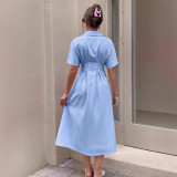 Short Sleeve Stripe Shirt Dress GPBY-DR9921