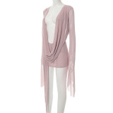 Deep-V Mesh See-Through Vacation Dress GKFY-8845