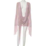 Deep-V Mesh See-Through Vacation Dress GKFY-8845