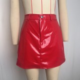 Fashion Slim Zipper PU Leather Skirt GPBY-SK749