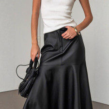 Fashion High Waist PU Leather Long Skirts GPBY-SK746