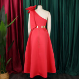 Plus Size Slash Shoulder Bow Maxi Dress GCZF-8613