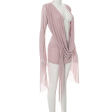 Deep-V Mesh See-Through Vacation Dress GKFY-8845