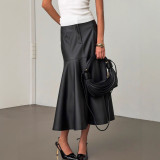 Fashion High Waist PU Leather Long Skirts GPBY-SK746