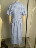 Short Sleeve Stripe Shirt Dress GPBY-DR9921