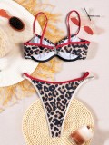 Leopard Color Block Bikinis 2 Piece Swimsuit CASF-6766