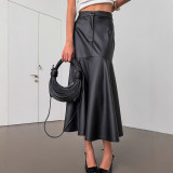 Fashion High Waist PU Leather Long Skirts GPBY-SK746