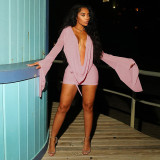 Deep-V Mesh See-Through Vacation Dress GKFY-8845