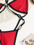 Color Block Backless One Piece Swimsuit CASF-6756