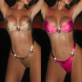 Sexy Backless Halterneck Tie Up Bikinis Set CASF-6786