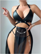 Sexy Halterneck See Through Backless Lingerie Set YQ-8249
