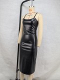 Sexy PU Leather Backless Bandage Dress GPBY-DS259