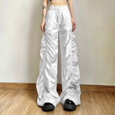 Solid Color Ruched Loose Pants XEF-K22P17901