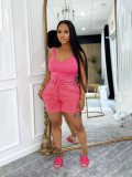 Solid Color Sleeveless Tank Top Shorts Set SFY-727