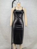 Sexy PU Leather Backless Bandage Dress GPBY-DS259