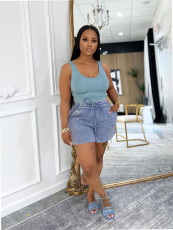 Solid Color Sleeveless Tank Top Shorts Set SFY-727