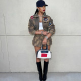 Fashion Print Long Sleeve Coat Two Piece Skirts Set XEF-K24S56521