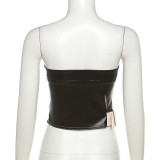 Color Block Wrap Chest Slim Tops XEF-K23L31173