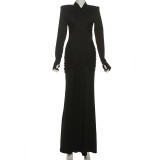 Long Sleeve Solid Color Maxi Dress XEF-K25D78502