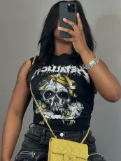 Letter Print Sleeveless Loose Tank Top GYZY-8827