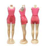 Solid Color Sleeveless Tank Top Shorts Set SFY-727