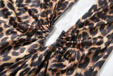 Leopard Print Deep V Neck Split Maxi Dress XEF-K25D76878