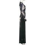 Long Sleeve Print Slim Maxi Dress XEF-K25D76745