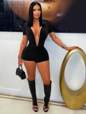 Deep V Neck Solid Color Romper SFY-829