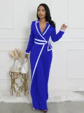Color Block Tie Up Long Sleeve Jumpsuit SFY-2794