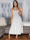Stripe Patchwork Loose Backless Midi Dress SFY-629