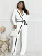 Color Block Tie Up Long Sleeve Jumpsuit SFY-2794