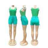 Solid Color Sleeveless Tank Top Shorts Set SFY-727